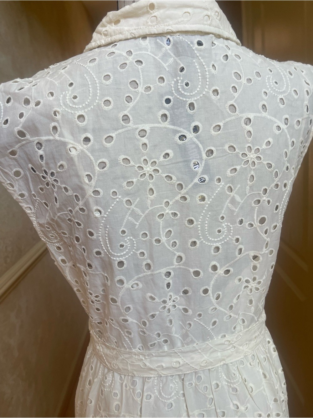 NWT Steve Madden Clover Eyelet Maxi Dress Marshmallow White Cotton Size Medium - Picture 8 of 11